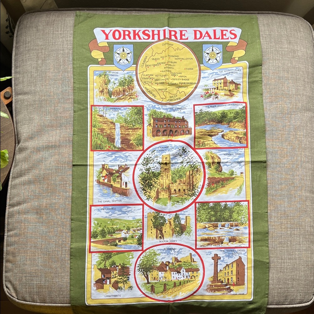 Vintage Yorkshire Dales England Tea Towel Clive Mayor Art
